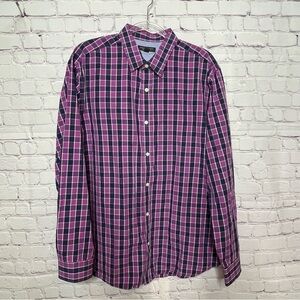 Banana Republic Soft Wash Slim Fit Plaid Long Sleeve Button Down size XL